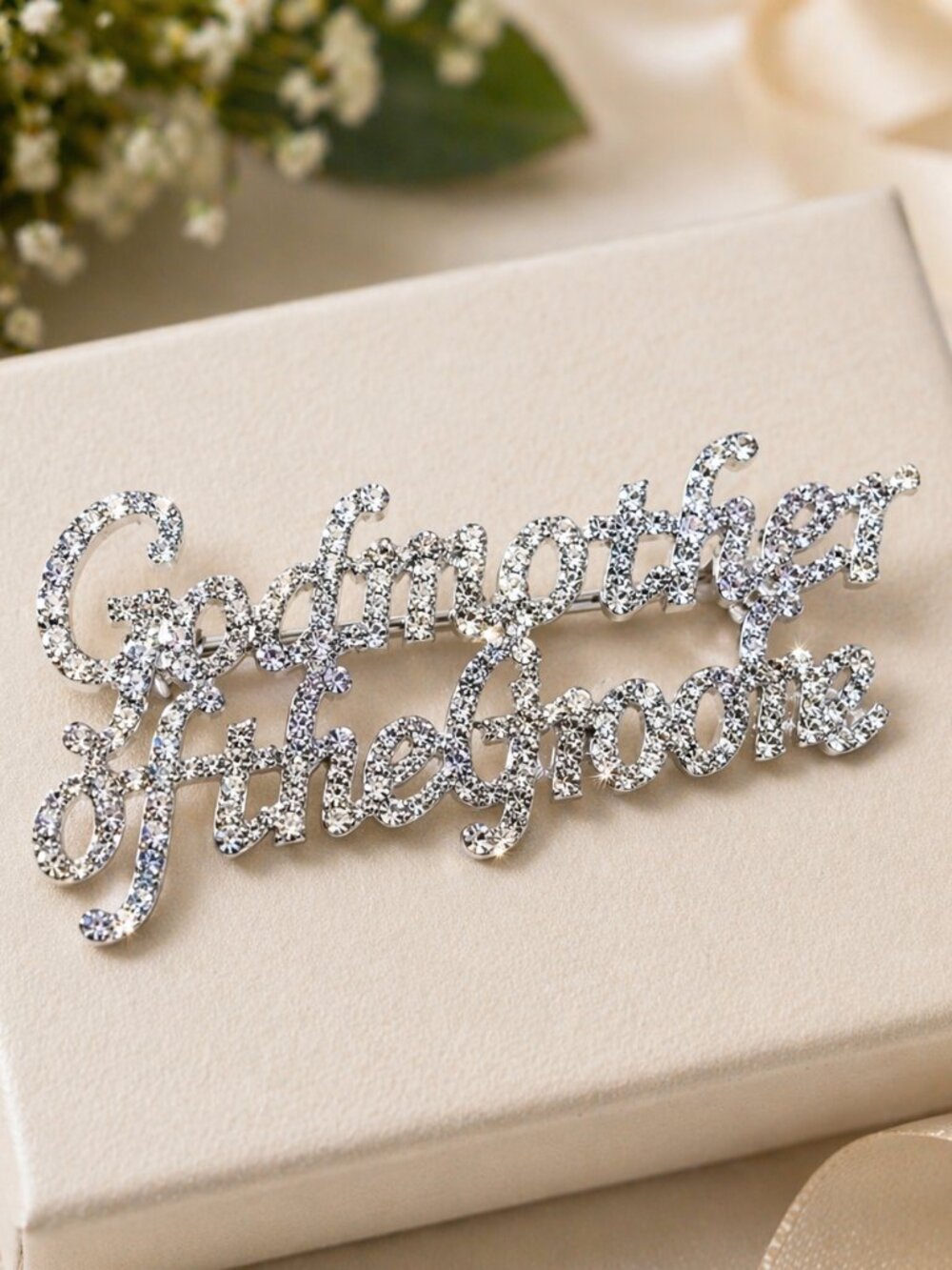 Bridal Party Brooch Pins (Godmother of the Groom (Silver)))